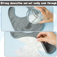 Zainpe 6Pcs Muslin Cotton Back Snap Baby Bibs White Black Soft Waterproof Infant Bibs Adjustable Absorbent Winter Christmas Gift Saliva Towel for Boy Girl Newborn Feeding Teething Drooling 0-36 Months