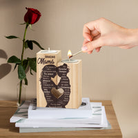 Zainpe Spanish Grateful Mama Candle Holders Mom Gift for Mother’s Day from Daughter Son, Wooden Heart Double Sided Printing Candlestick Personalized Present Birthday for Mommy from Kids