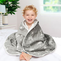 Zainpe 4Pcs Muslin Baby Hooded Towel & Washcloth Set Grey Soft Absorbent Bath Towels Cotton Hand Towels Infant Shower Gifts for Newborn Toddler Boys Girls Feeding Teething Sleeping 31.5 X 31.5 In