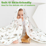 Zainpe 4Pcs Muslin Baby Hooded Towel & Washcloth Set Penguin Pattern Soft Absorbent Cotton Bath Hood Towels for Newborn Toddlers Essentials Boys Girls Infant Shower Gift 31.5 x 31.5 in