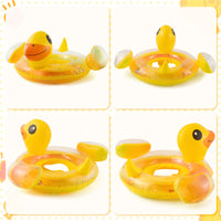 Zainpe Duck Inflatable Pool Float with Baby Safety Seat, Yellow Inflation Swimming Ring with Glitters Outdoor Water Lounge Inflatable Raft Tube Fun Beach Floaty Toy for Infant Toddlers Kids Children