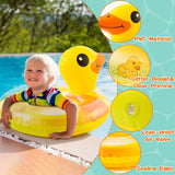 Zainpe Duck Inflatable Pool Float with Glitters Inflation Yellow Swimming Ring Summer Outdoor Water Lounge Inflatable Raft Tube Fun Beach Floaties Vinyl Swim Floaty Pool Toy for Kid Toddler Girl Boy