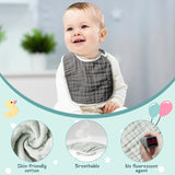 Zainpe 6Pcs Snap Muslin Cotton Baby Bibs White Grey Infants Drooling Bib Soft & Absorbent Adjustable Unisex Burp Cloths Feeding Bibs for Toddlers Girls Boys Newborns Eating Teething 0-24 Months