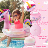 Zainpe Unicorn Inflatable Pool Float with Glitters Gradient Pink Inflation Swimming Ring Summer Outdoor Water Lounge Inflatable Raft Tube Fun Beach Floaties Vinyl Swim Floaty Pool Toys for Kids Adults