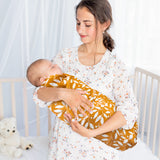 Zainpe 4Pcs Baby Muslin Swaddle Blankets & Washcloth Set Leaves Soft Breathable Swaddling Wrap Nursery Receiving Blankets for Boys Girls Newborn Essential Infant Registry Gifts 47.2” X 47.2”