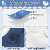 Zainpe 6Pcs 360° Rotate Baby Bibs Waterproof Snap Baby Bib Solid Colors Blue Orange Cotton Absorbent Feeding Burp Cloth for Unisex Newborn Infant 0-12 Months Boys Girls Drooling Teething Toddler