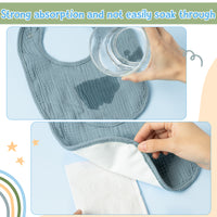 Zainpe 6Pcs Muslin Cotton Back Snap Baby Bibs Winter Christmas Blue Green Soft Waterproof Infant Bibs Adjustable Absorbent Saliva Towels for Boy Girl Newborn Toddler Feeding Teething  0-36 Months