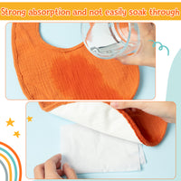 Zainpe 6Pcs Muslin Cotton Back Snap Baby Bibs Yellow Soft Waterproof Infant Bibs Adjustable Absorbent Winter Christmas Gift Saliva Towels for Boy Girl Newborn Toddler Feeding Teething 0-36 Months