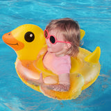 Zainpe Duck Inflatable Pool Float with Baby Safety Seat, Yellow Inflation Swimming Ring with Glitters Outdoor Water Lounge Inflatable Raft Tube Fun Beach Floaty Toy for Infant Toddlers Kids Children