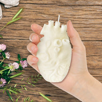 Zainpe Anatomical Heart Shaped Candle Gift Pine Fragrance Natural Soy Wax Handmade Aromatherapy Candle Home Aesthetic Decor Desk Decoration for House Bedroom Party Supplies Milky 2.4 x 4.1 inches