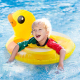 Zainpe Duck Inflatable Pool Float with Glitters Inflation Yellow Swimming Ring Summer Outdoor Water Lounge Inflatable Raft Tube Fun Beach Floaties Vinyl Swim Floaty Pool Toy for Kid Toddler Girl Boy