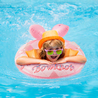 Zainpe Pink Bow Inflatable Pool Float with Duty Handles, Sweet Bowknot Inflation Swimming Ring Summer Outdoor Water Lounge Inflatable Raft Tube Fun Beach Floaties Vinyl Swim Floaty Pool Toys for Kids