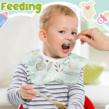 Zainpe 6Pcs 360° Rotate Baby Bibs Waterproof Snap Baby Bib Forest Bee Cotton Absorbent Feeding Burp Cloth for Unisex Newborn Infant 0-12 Months Boys Girls Drooling Teething Toddler