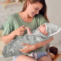 Zainpe 4Pcs Muslin Baby Hooded Towel & Washcloth Set Grey Soft Absorbent Bath Towels Cotton Hand Towels Infant Shower Gifts for Newborn Toddler Boys Girls Feeding Teething Sleeping 31.5 X 31.5 In