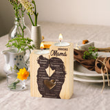 Zainpe Spanish Grateful Mama Candle Holders Mom Gift for Mother’s Day from Daughter Son, Wooden Heart Double Sided Printing Candlestick Personalized Present Birthday for Mommy from Kids