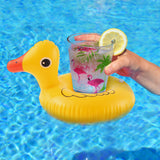 Zainpe Inflatable Duck Pool Float with Drink Holder, Yellow Inflation Swimming Ring Summer Outdoor Water Lounge Inflatable Raft Tube Fun Beach Floaties Vinyl Swim Floaty Pool Toys for Kids Adults