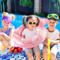 Zainpe Pink Bow Inflatable Pool Float with Duty Handles, Sweet Bowknot Inflation Swimming Ring Summer Outdoor Water Lounge Inflatable Raft Tube Fun Beach Floaties Vinyl Swim Floaty Pool Toys for Kids