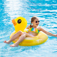 Zainpe Duck Inflatable Pool Float with Glitters Inflation Yellow Swimming Ring Summer Outdoor Water Lounge Inflatable Raft Tube Fun Beach Floaties Vinyl Swim Floaty Pool Toy for Kid Toddler Girl Boy