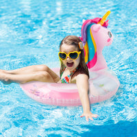 Zainpe Unicorn Inflatable Pool Float with Glitters Gradient Pink Inflation Swimming Ring Summer Outdoor Water Lounge Inflatable Raft Tube Fun Beach Floaties Vinyl Swim Floaty Pool Toy for Kids Toddler