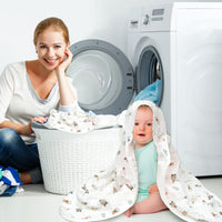 Zainpe 4Pcs Muslin Baby Hooded Towel & Washcloth Set Penguin Pattern Soft Absorbent Cotton Bath Hood Towels for Newborn Toddlers Essentials Boys Girls Infant Shower Gift 31.5 x 31.5 in
