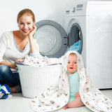 Zainpe 4Pcs Muslin Baby Hooded Towel & Washcloth Set Penguin Pattern Soft Absorbent Cotton Bath Hood Towels for Newborn Toddlers Essentials Boys Girls Infant Shower Gift 31.5 x 31.5 in