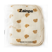 Zainpe 6Pcs Snap Muslin Cotton Baby Bibs Heart Bears Pattern Infants Drooling Bib Soft & Absorbent Adjustable Unisex Burp Cloths Feeding Bibs for Toddler Girls Boys Newborn Eating Teething 0-36 Months