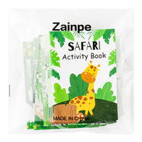 Zainpe 24Pcs Safari Animals Activity Coloring Game Books Jungle Lion Elephant Tiger Pattern DIY Art Drawing Book Maze Crossword Dot to Dot Color Game Booklets Kids Party Favors Goodie Bag Gift Filler