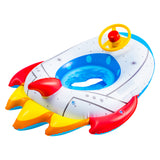 Zainpe Baby Rocket Pool Float Inflatable Swimming Ring with Steering Wheel Horn and Safety Seat Summer Outdoor Beach Water Lounge Raft Tube Inflation Floaty Boat Vinyl Swimming Float Pool Toy for Kids