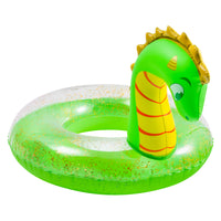 Zainpe Inflatable Dinosaur Pool Float with Glitters Inflation Swimming Ring Summer Outdoor Water Lounge Inflatable Raft Tube Fun Beach Floaties Vinyl Swim Floaty Pool Toy for Kids Adults Green