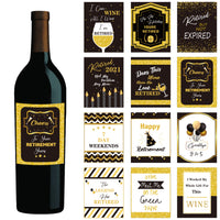 Zainpe 24Pcs Retirement Wine Table Bottle Label Stickers 2021 with 12 Different Designs Officially Happy Retirement Gifts Cheers Party Decoration Supplies for Retired Teacher Nurse Dad Mom Friend