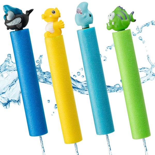 Zainpe 4Pcs Foam Water Guns Shark Water Soakers Lightweight Water Blaster Pistol for Summer Swimming Pool Beach Party Garden Fighting Game 30 Feet Range Water Squirt Shooter Toy for Outdoor Play Kids