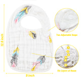 Zainpe 6Pcs Snap Muslin Cotton Bibs for Baby Flamingo Star Flower Bib Machine Washable Adjustable Burp Cloths with 6 Absorbent Soft Layers for Infant Newborn Toddler Drooling Feeding and Teething