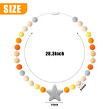 Zainpe 2Pcs Silicone Necklaces Set Round Beads Gray Star Pendant DIY Handmade Crafts Adjustable Peach Color Necklace Bracelets Accessories for Girls Women Kids Gift