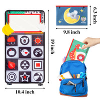 Zainpe Tummy Time Baby Mirror Cloth Book with Teethers Set High Contrast Black & White Developmental Sensory Toys Animals Dinosaur Floor Activity Mirror for 0-6 Months Newborn Infants Boys and Girls