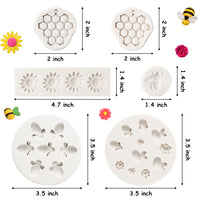 Zainpe 6Pcs Honeycomb Sunflower Bee Fondant Molds Flower Silicone Mold for Cake Decoration DIY Topper Chocolate Candy Cookies Baking Tool Kitchen Accessories Polymer Clay Crafting Theme Party Supplies