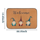 Zainpe Gnome Welcome Doormat Elves Linen Carpet Rubber Non-Slip Durable Entrance Rug Dirt Trapper Mat Reusable Washable Mat for Outdoor Home Decoration Supplies Gift for Housewarming in 14 x 22”