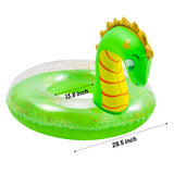 Zainpe Inflatable Dinosaur Pool Float with Glitters Inflation Swimming Ring Summer Outdoor Water Lounge Inflatable Raft Tube Fun Beach Floaties Vinyl Swim Floaty Pool Toy for Kids Adults Green