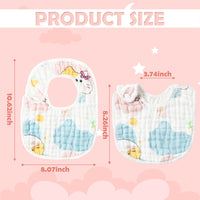 Zainpe 6Pcs Snap Muslin Cotton Baby Bibs Star Cat Rabbit Pattern Adjustable Feeding Bib Machine Washable Unisex Burp Cloths with 6 Absorbent & Soft Layers for Infant Toddler Newborn Eating Drooling