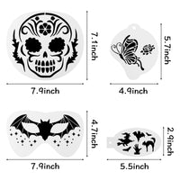 Zainpe 25Pcs Halloween Face Paint Stencils Kit Skull Bat Tattoo Painting Template Reusable Butterfly Unicorn DIY Body Art Painting Stencils for Kids Adult Holiday Carnival Party Facial Makeup Supplies