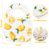 Zainpe 6Pcs Snap Muslin Cotton Bibs for Baby Lemon Flamingo Leaf Pineapple Bib with 6 Absorbent & Soft Layers Machine Washable Adjustable Unisex Burp Cloth for Drooling Eating and Teething