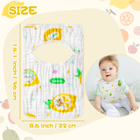 Zainpe 5Pcs Muslin Baby Bibs Banana Lemon Strawberry Pattern Cotton Lap-Shoulder Cloths Drool Bibs Machine Washable Feeding Bib with 6 Absorbent & Soft Layers for Unisex Infants Toddlers Newborns