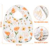 Zainpe 4Pcs Muslin Cotton Feeding Bibs for Baby Girls Star Flower Extra Large Adjustable Bib with 4 Absorbent Soft Layers Machine Washable Burp Cloths for Kids Infant Toddler Newborn Drooling Teething