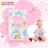 Zainpe 5Pcs Muslin Baby Bibs Star Cat Rabbit Pattern Cotton Lap-Shoulder Cloths Drool Bibs Machine Washable Pullover Feeding Bib with 6 Absorbent & Soft Layers for Unisex Infants Toddlers Newborns