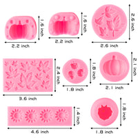 Zainpe 8Pcs Fall Thanksgiving Pumpkin Silicone Fondant Chocolate Mold Set Maple Leaf Sunflower Mould 3D Mini Cupcake Decoration Candy Desserts Kitchen DIY Baking Supplies for Autumn Theme Party