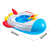 Zainpe Baby Rocket Pool Float Inflatable Swimming Ring with Steering Wheel Horn and Safety Seat Summer Outdoor Beach Water Lounge Raft Tube Inflation Floaty Boat Vinyl Swimming Float Pool Toy for Kids