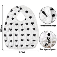 Zainpe 4Pcs Muslin Cotton Feeding Bibs for Baby Love Heart XOXO Trees Extra Large Adjustable Bib with 4 Absorbent Soft Layers Machine Washable Burp Cloths for Unisex Infant Newborn Toddler Drooling