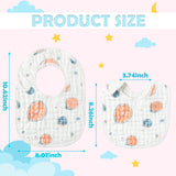 Zainpe 6Pcs Snap Muslin Cotton Baby Bibs Strawberry Lemon Avocado Pattern Infants Feeding Bib Adjustable Machine Washable Unisex Burp Cloths with 6 Absorbent & Soft Layers for Drooling and Teething