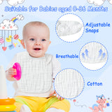 Zainpe 6Pcs Snap Muslin Cotton Baby Bibs White Feeding Bib with 6 Absorbent & Soft Layers Adjustable Drool Bibs Machine Washable Unisex Burp Cloths for 3 to 36 Months Boys Girls Infant Newborn Toddler