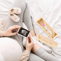 Zainpe Wooden Pregnancy Test Keepsake Box Coming Soon Pine Wood Storage Boxes Baby Announcement to Parent Memory Souvenir Collection Box Crafts for Jewelry Toys Trinkets Accessories Gifts