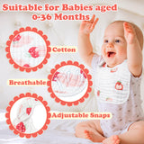 Zainpe 6Pcs Snap Muslin Cotton Baby Bibs Strawberry Lemon Avocado Pattern Infants Feeding Bib Adjustable Machine Washable Unisex Burp Cloths with 6 Absorbent & Soft Layers for Drooling and Teething